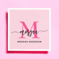 Chaud rose moderne Script Girl Monogramme Nom