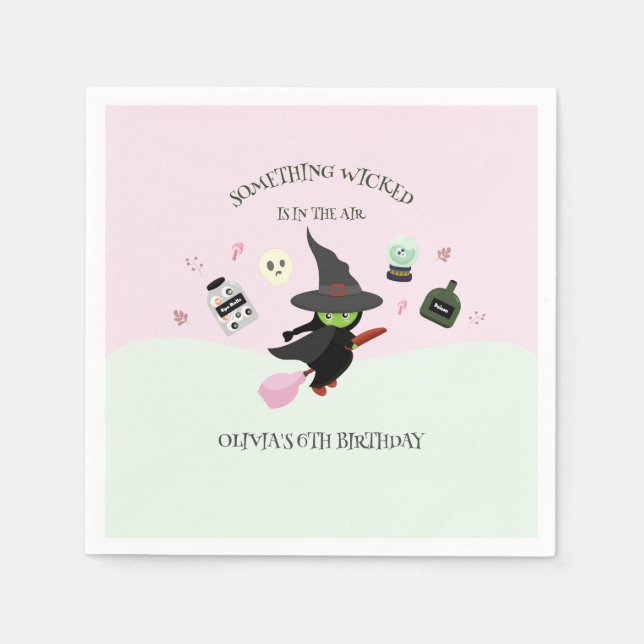 Serviette En Papier Chaud vert sorcier Halloween anniversaire (Devant)