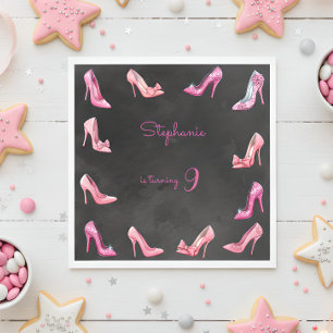 Serviette En Papier Chaussure à talon rose poupée fille fête d'anniver