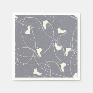 Serviette En Papier Chaussures de patinage sur glace Marques Gris Blan