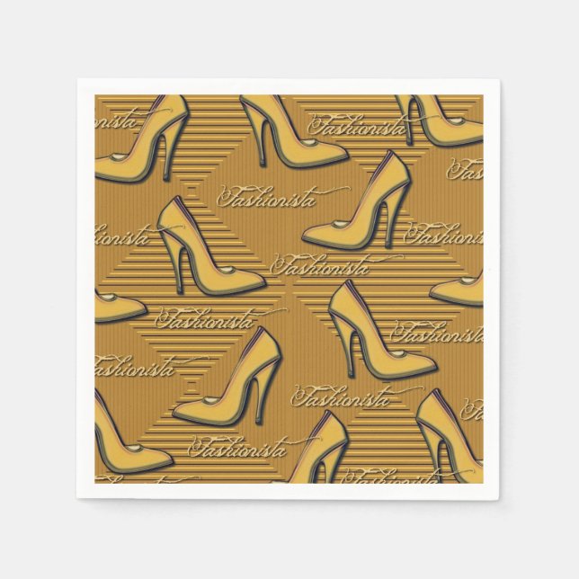Serviette En Papier Chaussures Jaunes fashionista Motif serviettes (Devant)