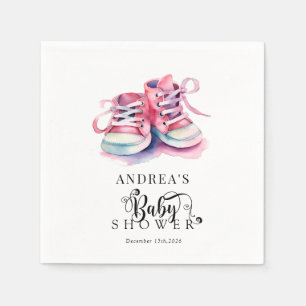 Serviette En Papier Chaussures pour bébés   Baby shower rose fille