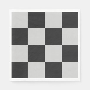 Serviette En Papier Checkered Black & White Squares or CUSTOM COLOR