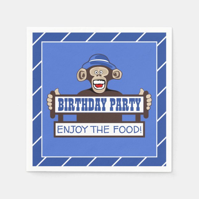 Serviette En Papier Cheeky Singe Anniversaire fête Napkin (Devant)