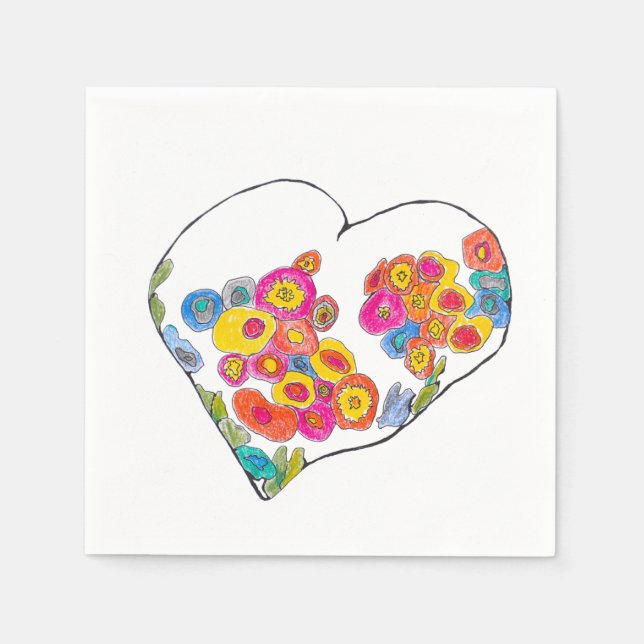 Serviette En Papier Cheerful Heart by Lydia's Art Sangria (Devant)
