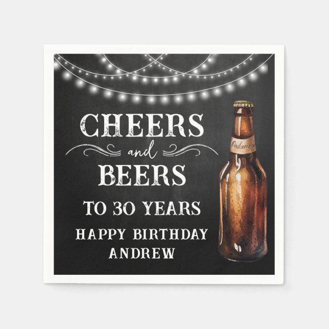 Serviette En Papier Cheers and Beers 30th Birthday Paper Napkin (Devant)