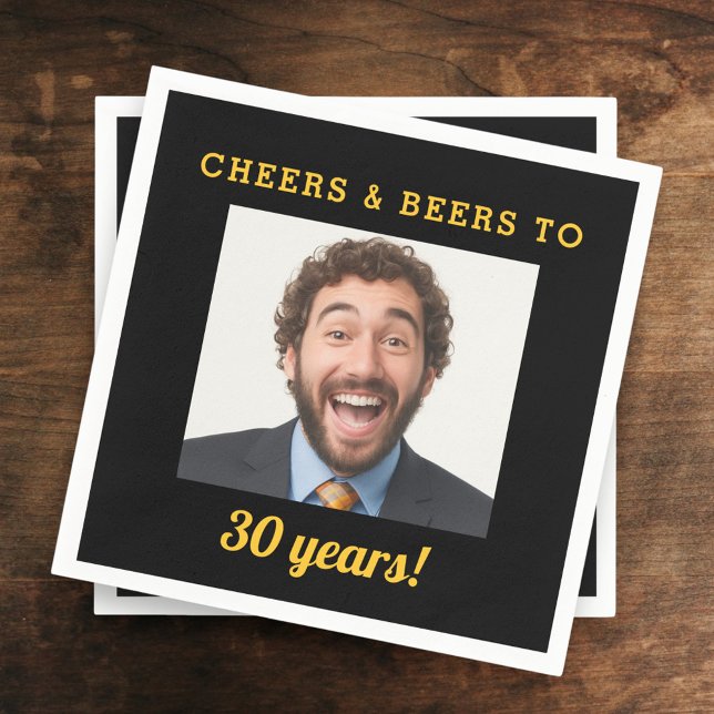 Serviette En Papier Cheers & Beers 30 ans Anniversaire Photo (Créateur téléchargé)