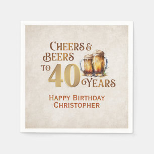 Serviette En Papier Cheers & Beers 40e anniversaire
