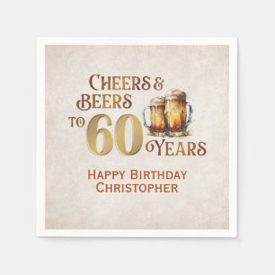 Serviette En Papier Cheers & Beers 60e anniversaire