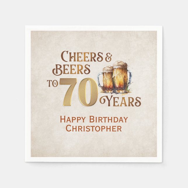 Serviette En Papier Cheers & Beers 70e anniversaire (Devant)