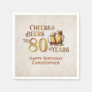 Serviette En Papier Cheers & Beers 80e anniversaire