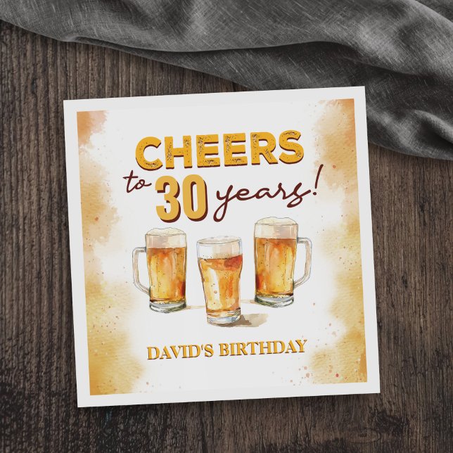 Serviette En Papier Cheers & Beers Mens Drôle Anniversaire (Créateur téléchargé)