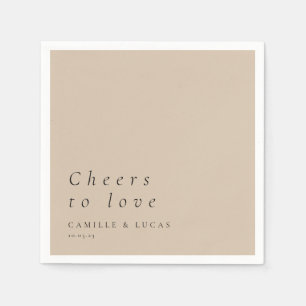 Serviette En Papier Cheers Beige À Aimer Mariage Personnalisé