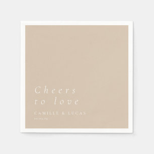 Serviette En Papier Cheers Beige À Aimer Mariage Personnalisé