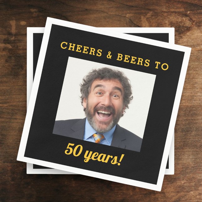 Serviette En Papier Cheers & Bières 50 ans Anniversaire Photo (Créateur téléchargé)