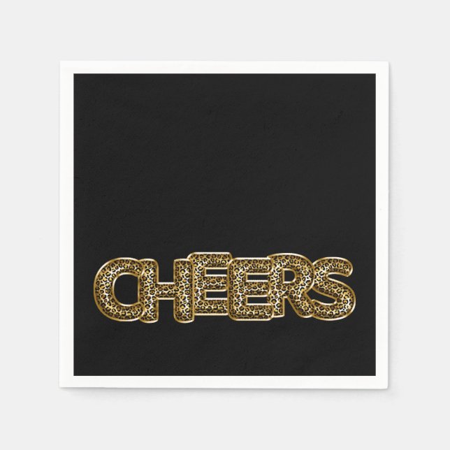 Serviette En Papier CHEERS Empreinte de léopard Balloon Celebration Ch (Devant)