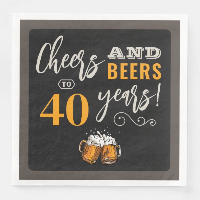 Serviette En Papier Cheers et bières Anniversaire Thème Papier Napkin (Devant)