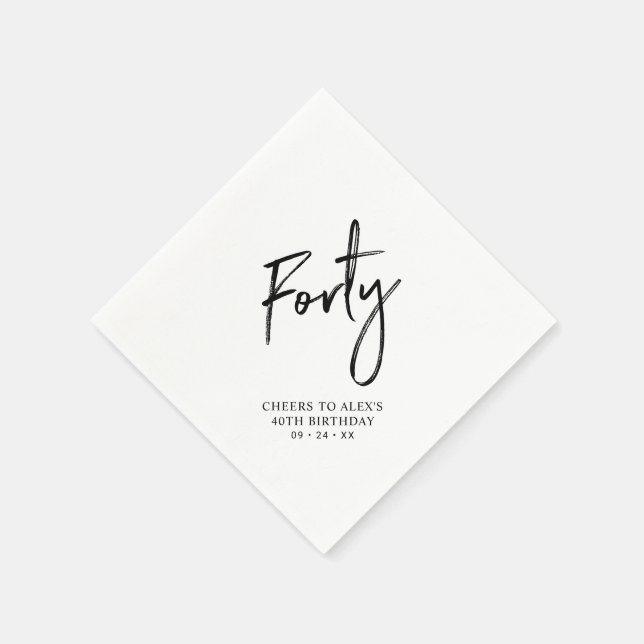 Serviette En Papier Cheers Forty | Moderne fête d'anniversaire adulte  (Coin)