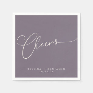 Serviette En Papier Cheers Minimal Dusty Purple Script Personnalisé Ma