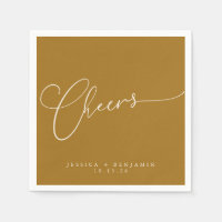 Cheers Minimal Ochre Gold Script personnalisé mari