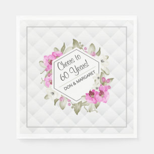 Serviette En Papier Cheers to 60 Years Diamond Geometric Pink Custom