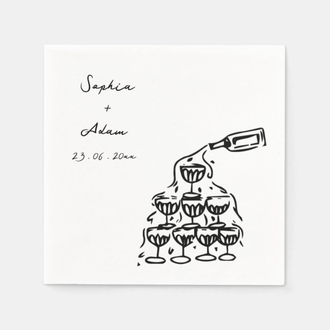 Serviette En Papier Cheers to love Hand Drawn Wedding (Devant)