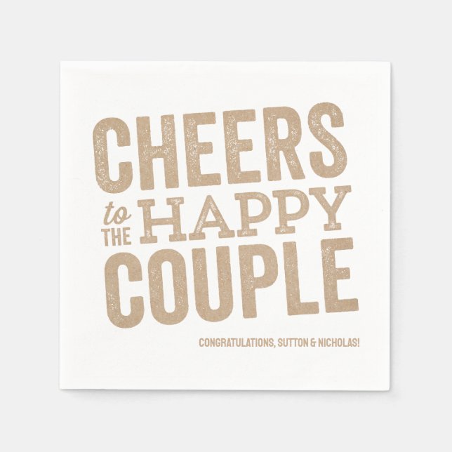 Serviette En Papier Cheers to the happy couple neutral wedding (Devant)