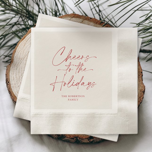 Serviette En Papier Cheers to the Holidays Ivory Personalized (Créateur téléchargé)