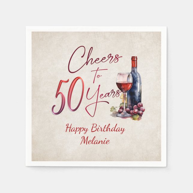 Serviette En Papier Cheers Wine 50e anniversaire (Devant)