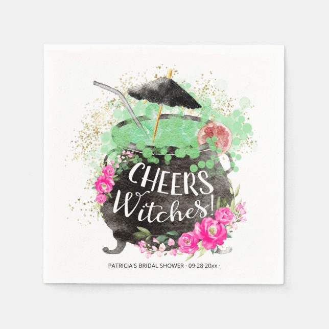 Serviette En Papier Cheers Witches Cocktail Halloween Fête des mariées (Devant)