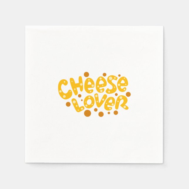 Serviette En Papier Cheese Lover Typographie jaune et orange (Devant)