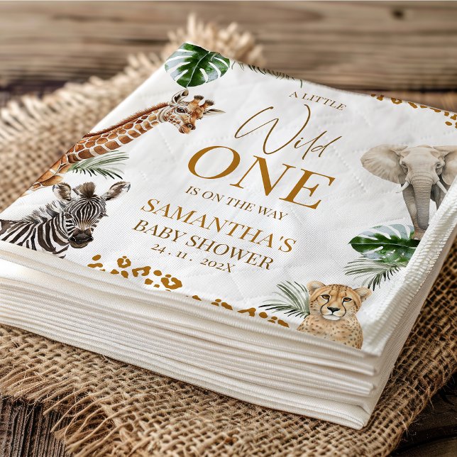 Serviette En Papier Cheetah Safari Wild One Baby Shower Paper (Little Wild One Safari Baby Shower Paper Napkin, Safari Baby Shower Napkin, A Little Wild One Napkin)