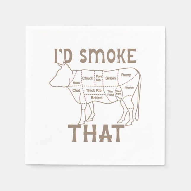 Serviette En Papier chef boucher cuisiner barbecue fumée que boeuf de  (Devant)