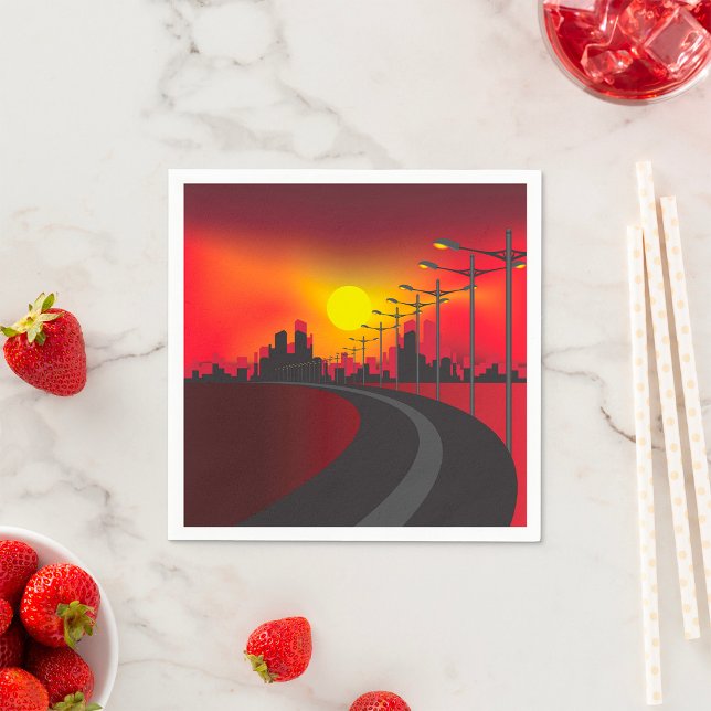 Serviette En Papier Chemin Au coucher Du Soleil Papier Naples (Créateur téléchargé)