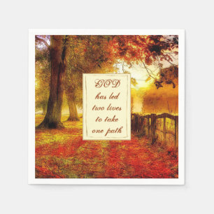 Serviette En Papier Chemin d'automne Chute Colorée Feuille Mariage chr