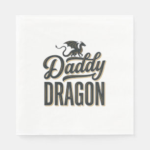 Serviette En Papier Chemise à motif de gravure vintage Daddy Dragon_1