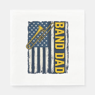 Serviette En Papier Chemise Band Dad Trombone Drapeau Américain Vintag
