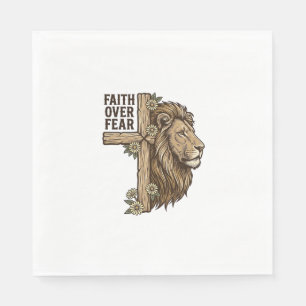 Serviette En Papier Chemise chrétienne vintage Croix Lion La Foi Sur L