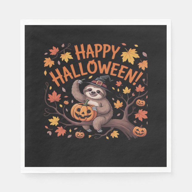 Serviette En Papier Chemise classique de la journée d'Halloween Sloth (Devant)