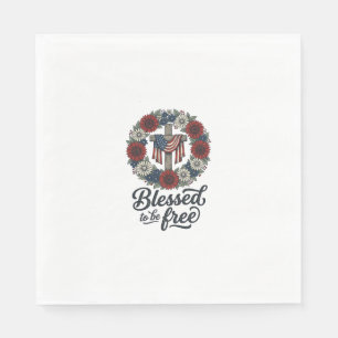 Serviette En Papier Chemise croisée florale patriotique bénie pour êtr