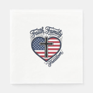 Serviette En Papier Chemise croix patriotique Liberté Famille Foi Cœur