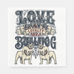 Serviette En Papier Chemise d'amour Bulldog Gravure vintage Citation d
