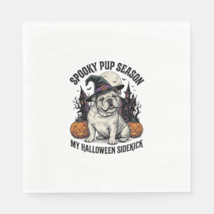 Serviette En Papier Chemise de Bulldog Halloween Chien Sorcière Mignon