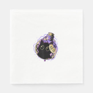 Serviette En Papier Chemise de chat noir gothique Halloween Chat sorci