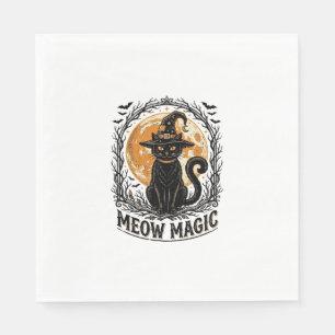 Serviette En Papier Chemise de chat sorcière Design de lune Halloween
