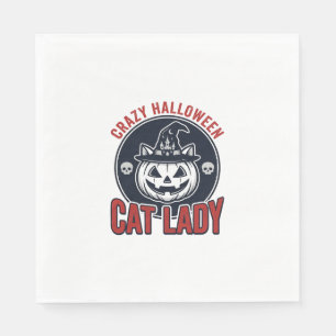 Serviette En Papier Chemise de chat sorcière vintage de dame de chat d