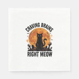 Serviette En Papier Chemise de chat zombie Halloween gravure vintage A