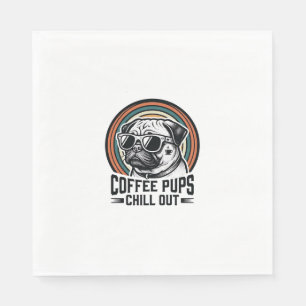 Serviette En Papier Chemise de chien de café rétro Chill Pug Graphique