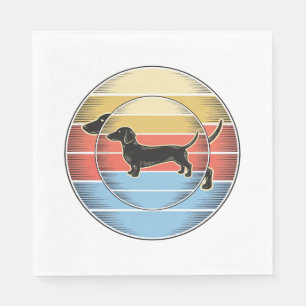 Serviette En Papier Chemise de chien de coucher de soleil rétro teckel