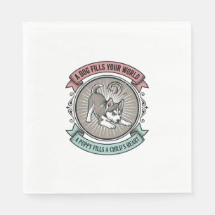 Serviette En Papier Chemise de chiot Husky Gravure vintage Meilleur am